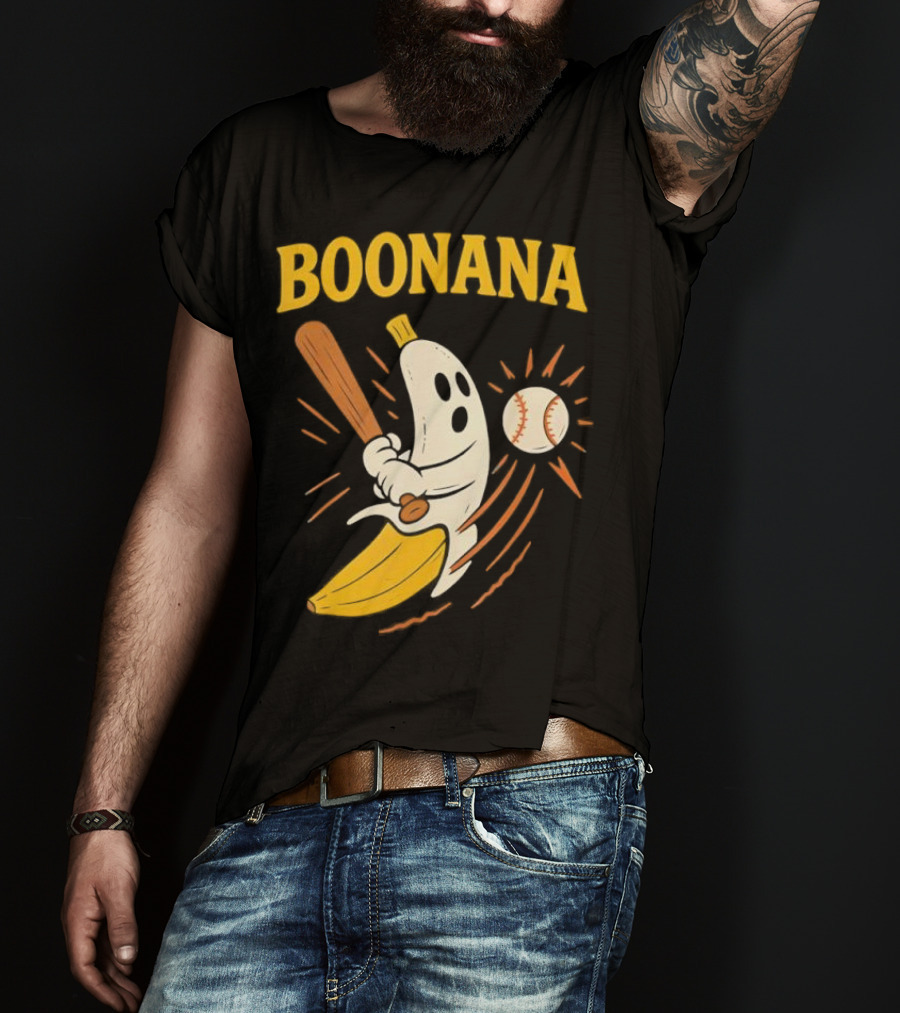 Boonana Baseball Funny Halloween Ghost Banana Costume T-Shirt