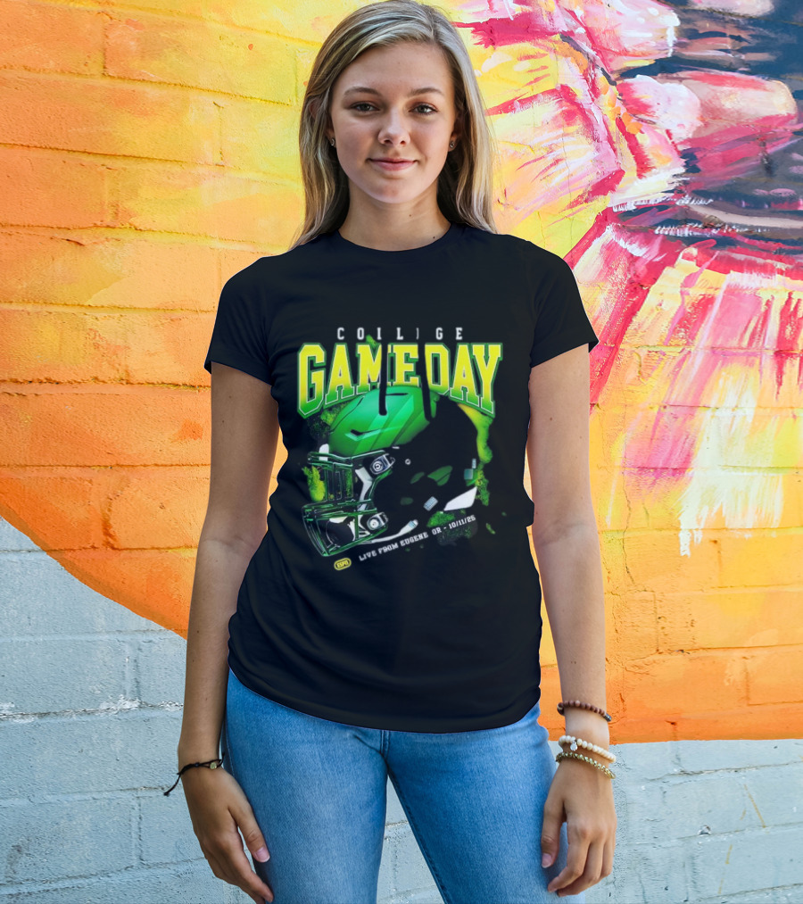 College GameDay Green Football Helmet October Live From Eugene OR 10 11 25 T-Shirt