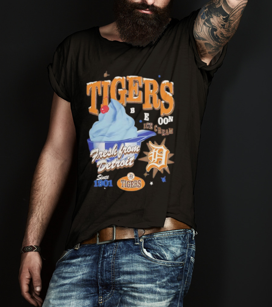 Tigers Blue Moon Ice Cream Fresh From Detroit Since 1901 T-Shirt