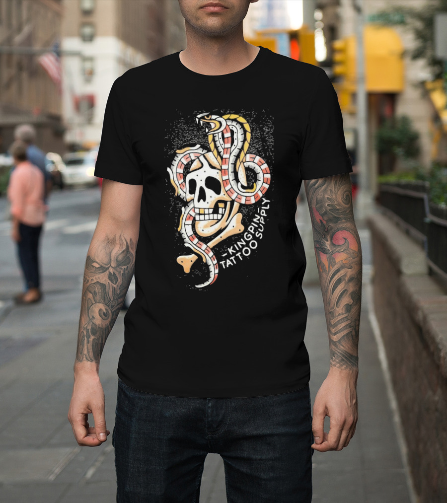Kingpin Tattoo Supply Year Of The Snake Skull Vintage Style Graphic T-Shirt