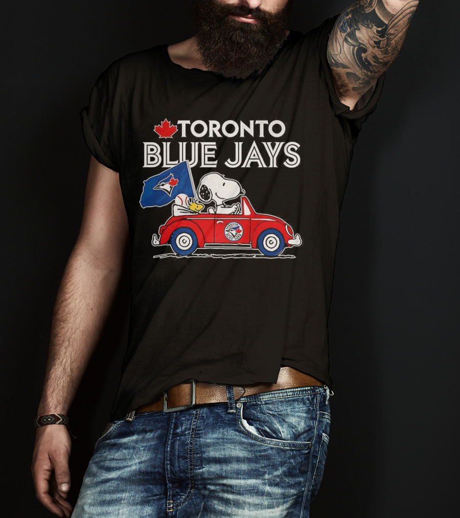 Toronto Blue Jays Snoopy Woodstock Volkswagen Beetle Fan Celebration T-Shirt