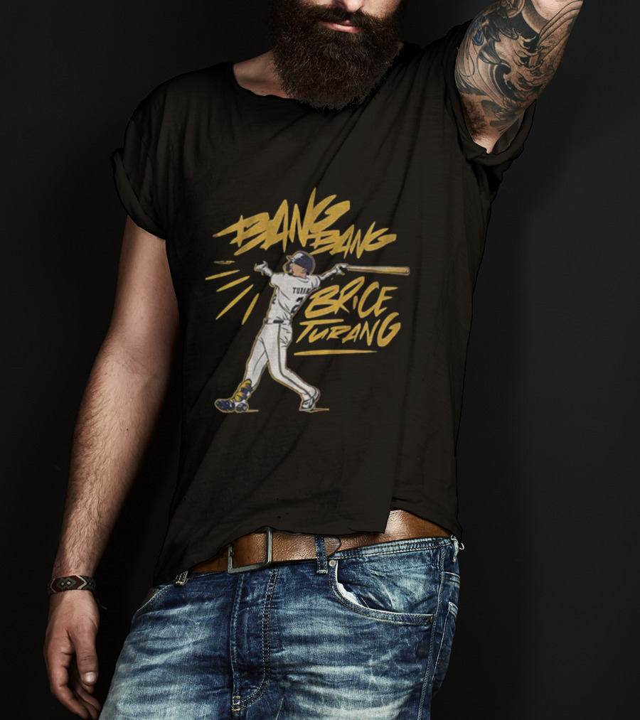 Bang Bang Brice Turang Milwaukee Brewers MLB 2025 Baseball Action T-Shirt