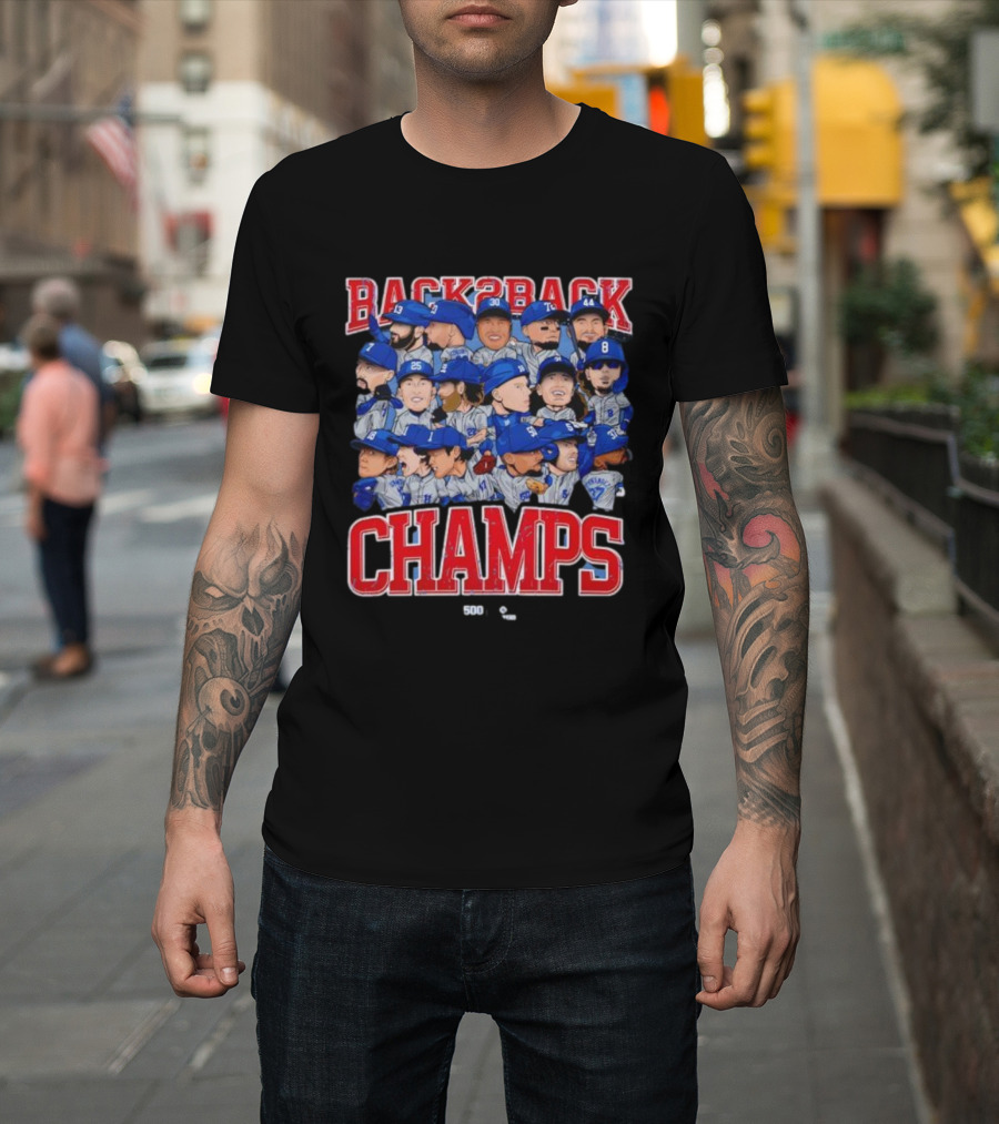 Back2Back Champs Los Angeles Dodgers Players 50th Anniversary T-Shirt