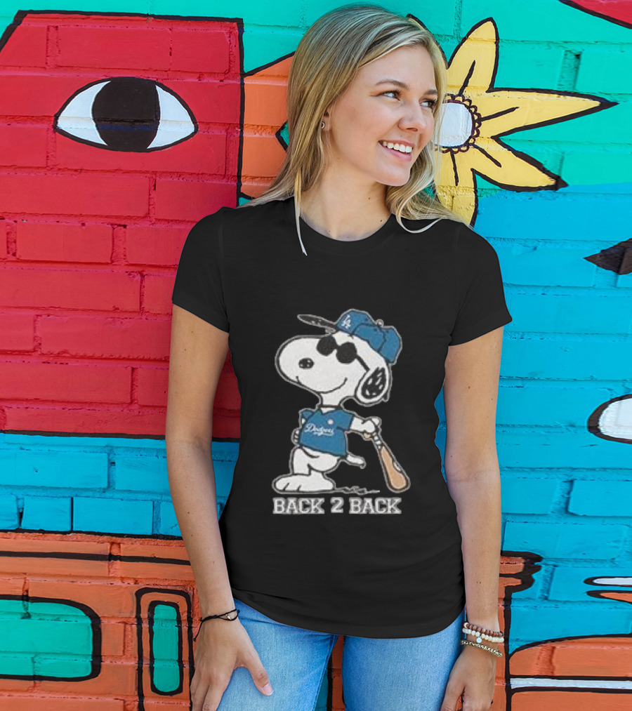 Snoopy Dodgers Back 2 Back Baseball Champion T-Shirt