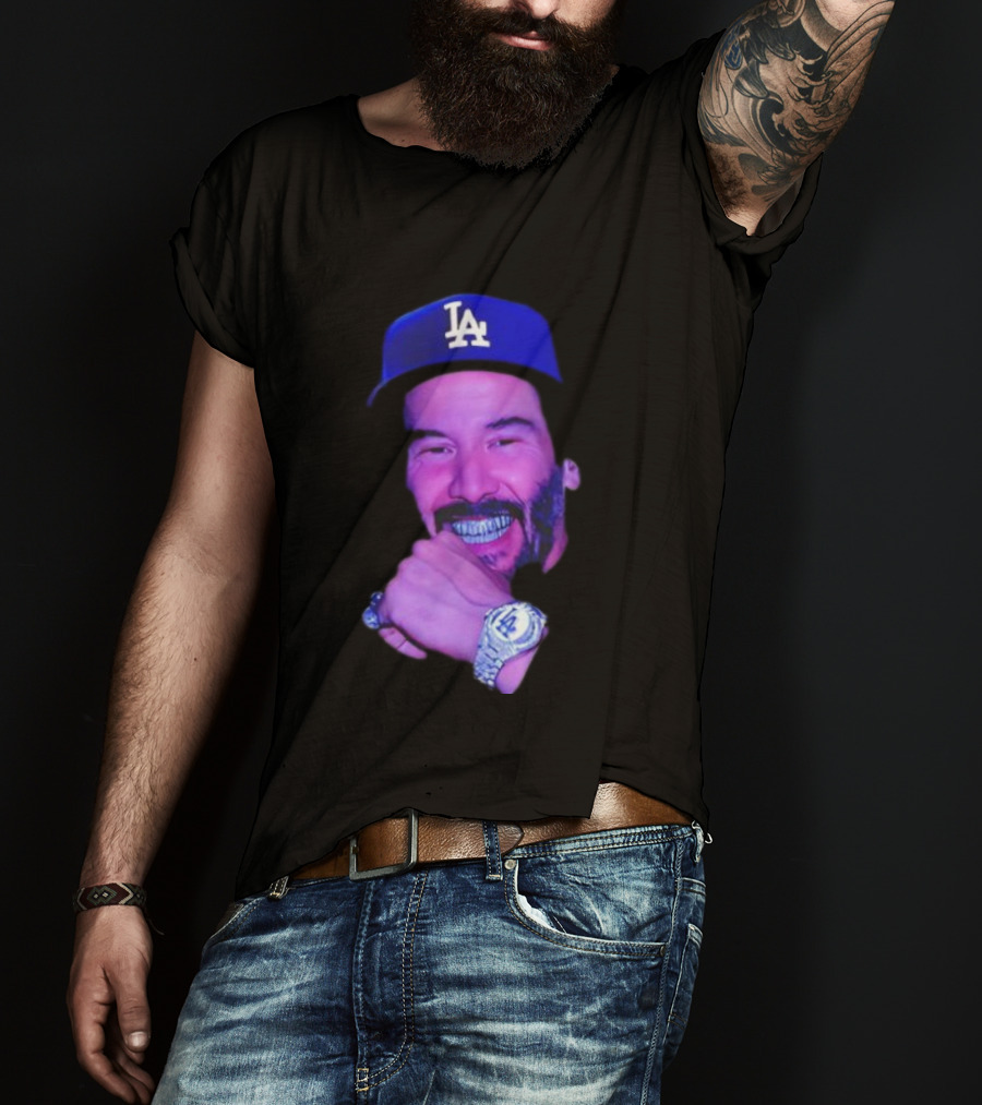 LA Dodgers Keanu Reeves Diamond Grill Bling T-Shirt