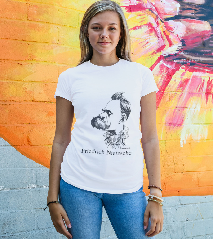 Friedrich Nietzsche Caricature Silhouette Image T-Shirt