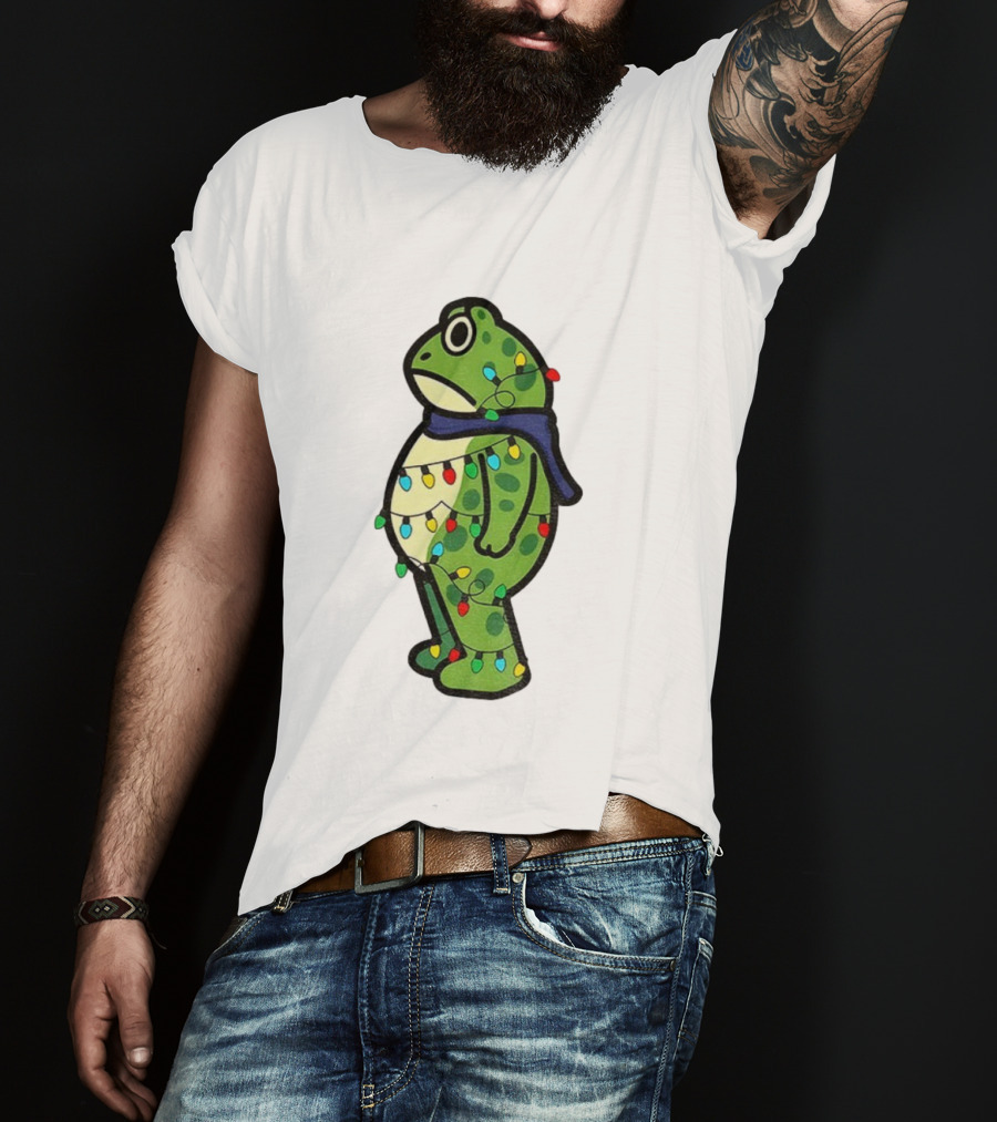 Political Portland Frog Merry Resistmas Christmas Lights Holiday T-Shirt
