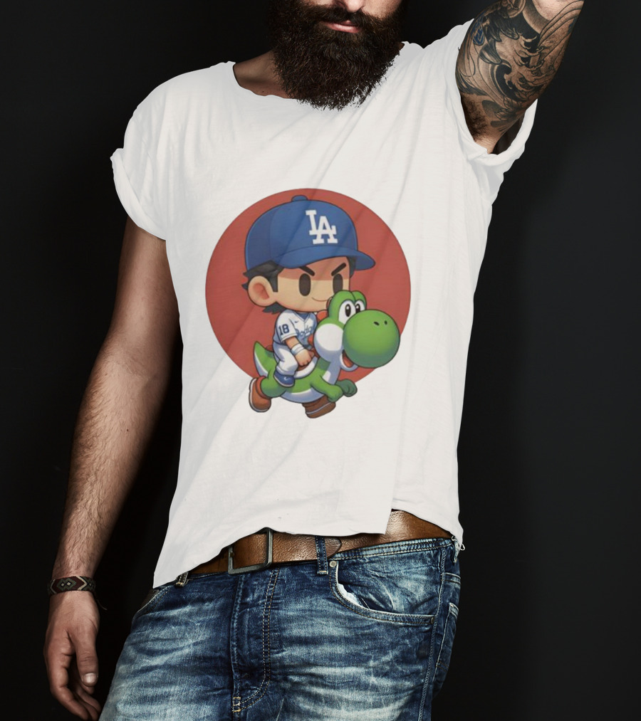 Yoshiiiiiii Natural Top Doyers Dave Yoshinobu LA Baseball Yoshi Riding 18 T-Shirt