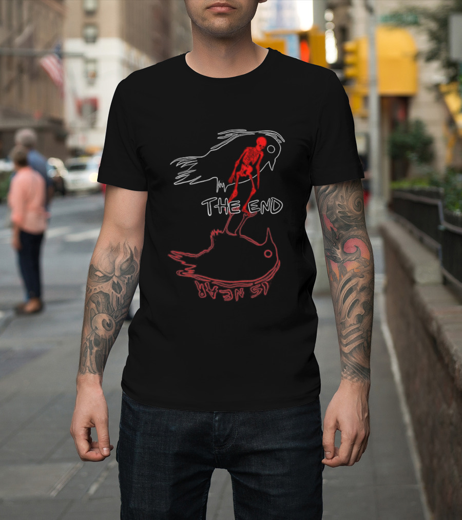 Skeleton The End Spooky Ghosts And Birds T-Shirt