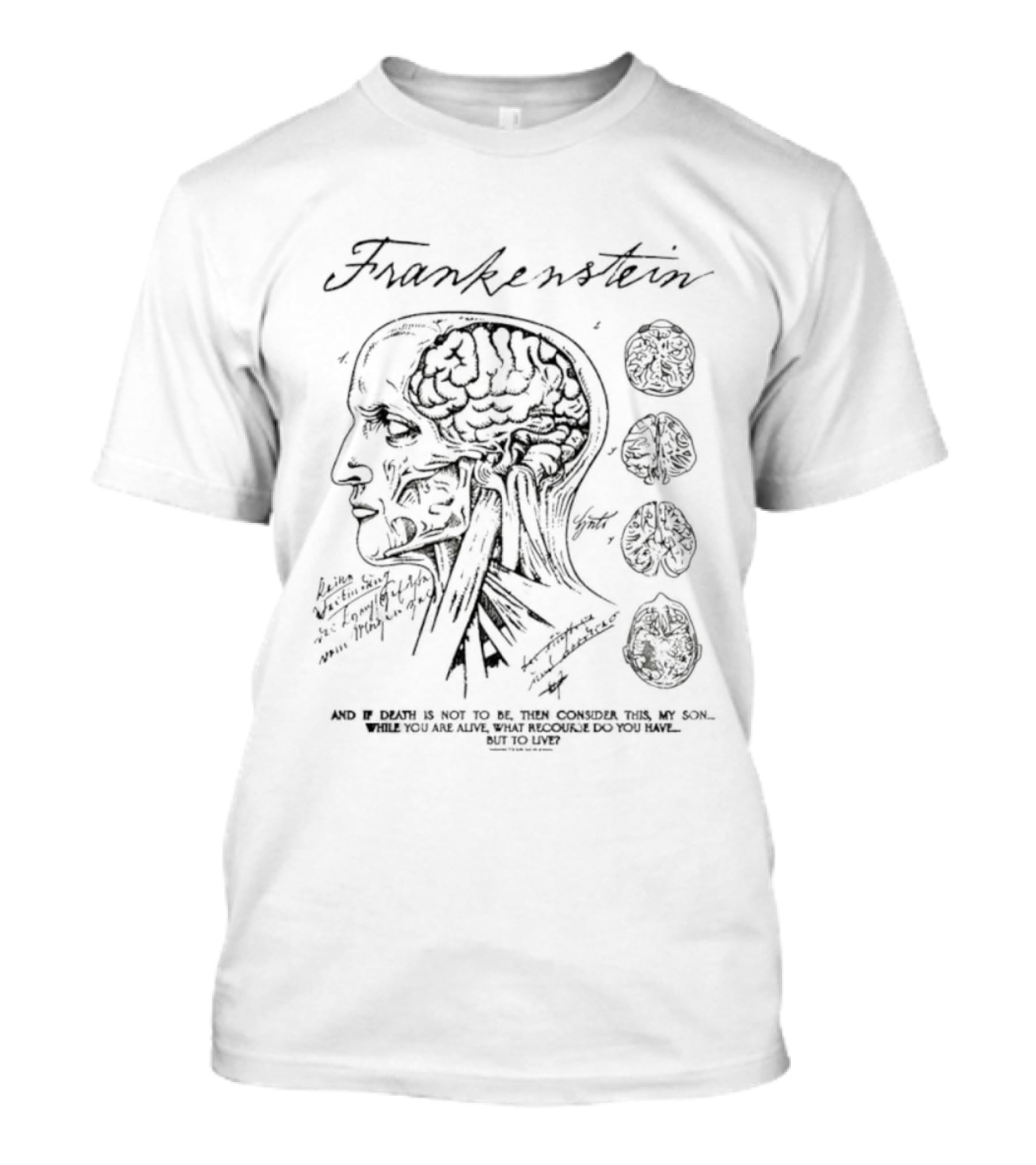 Frankenstein Anatomy Brain Diagram Text T-Shirt