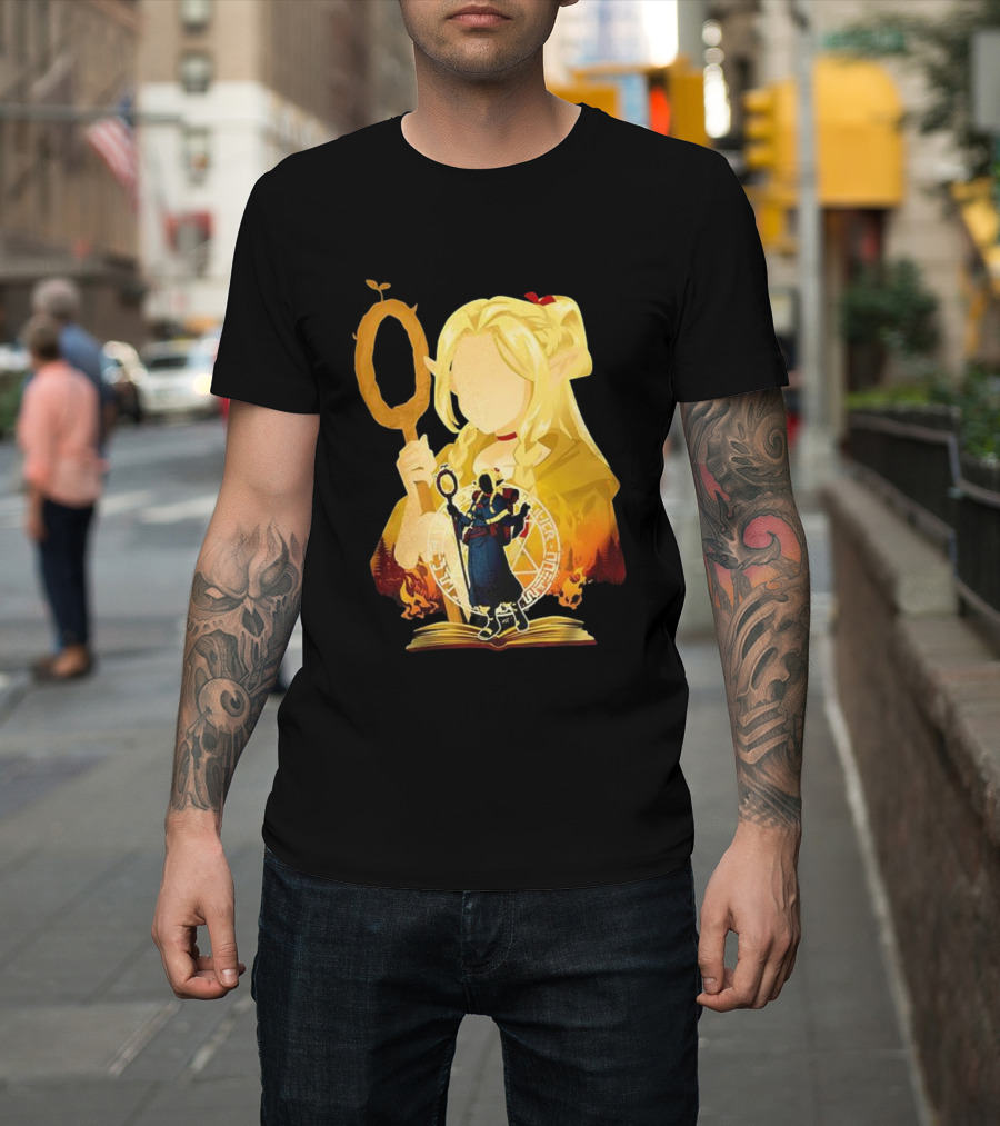 Marcille Donato Delicious In Dungeon Anime Arcane Revival Character With Magic Staff T-Shirt