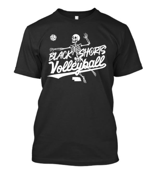 Black Shorts Volleyball Skeleton Nebraska Cornhuskers T-Shirt
