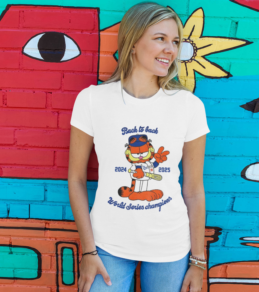 Back To Back Dodgers Orange Cat 2024 2025 World Series Champions T-Shirt