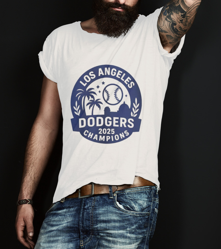 Los Angeles Dodgers 2025 Champions MLB Baseball Palme Stars Vintage Style T-Shirt