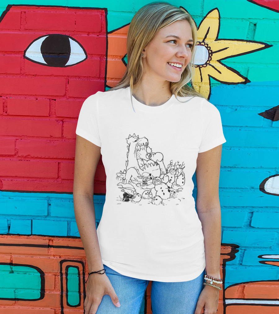 Tarrasque Kobolds Snow Day Christmas Adventure With Snowmen And Reindeer T-Shirt