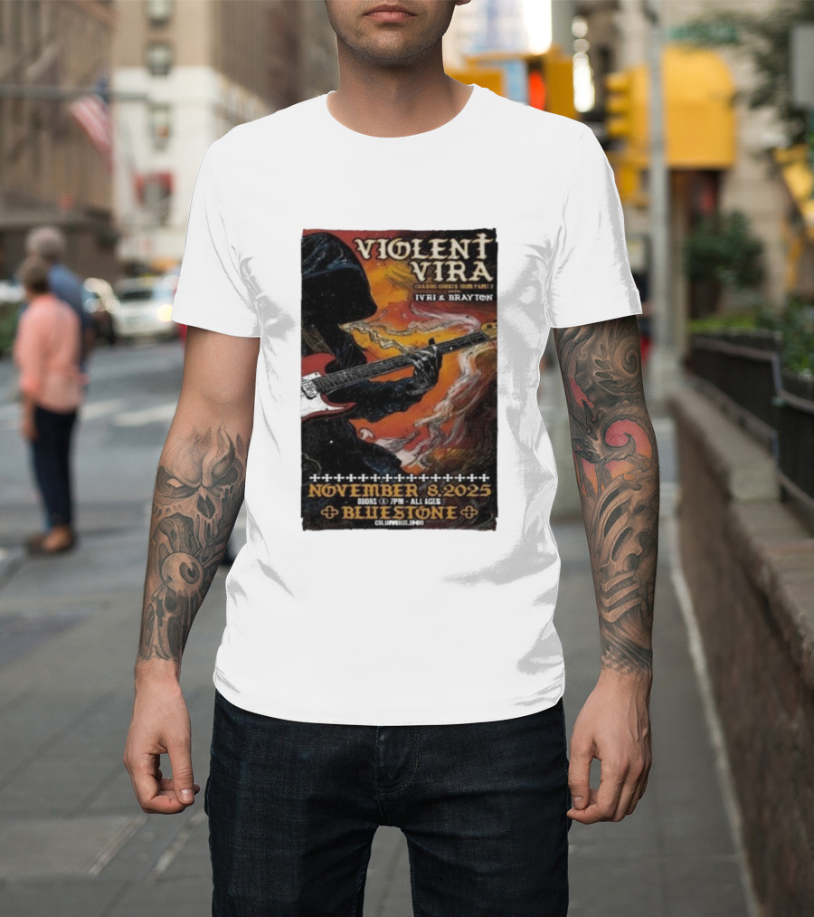Violent Vira Chasing Ghosts Tour Part II November 8 2025 Bluestone Columbus OH Ivri & Brayton Guitar T-Shirt