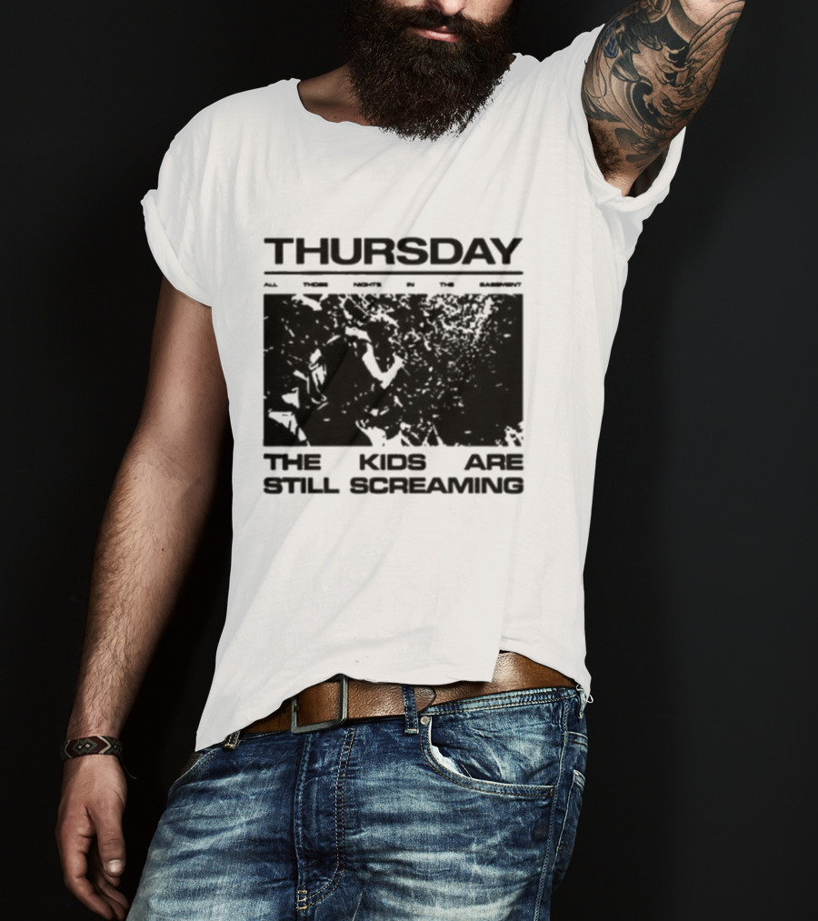 Thursday The Kids Are Still Screaming Grunge Style Vintage Comic Face T-Shirt