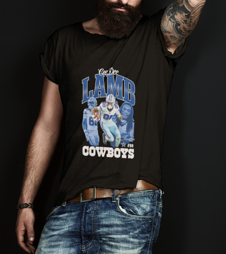CeeDee Lamb Dallas Cowboys 88 NFL Outerstuff Triple Photo Style T-Shirt
