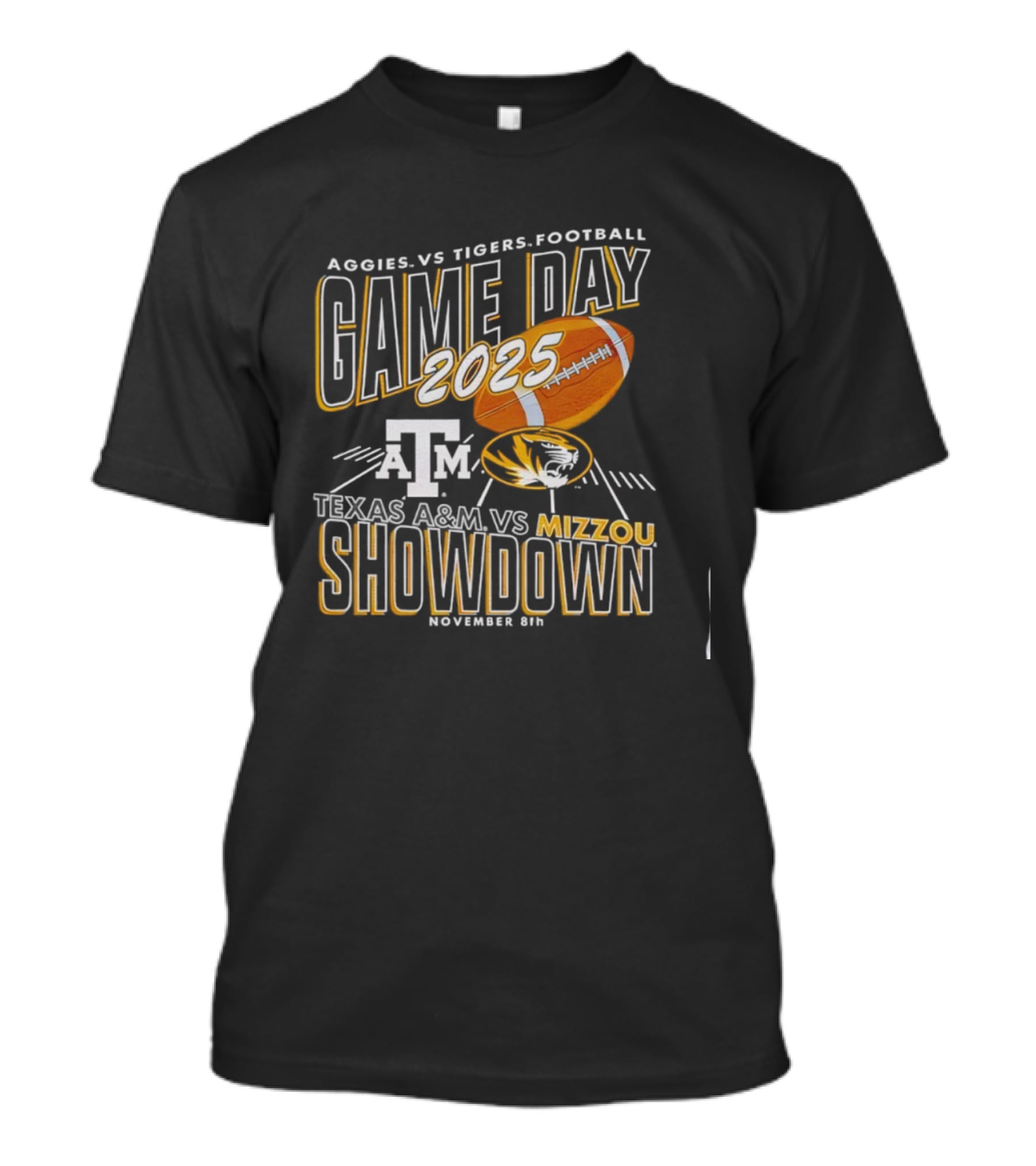 Aggies Vs Tigers Football Game Day 2025 Texas A&M Vs Mizzou Showdown November 8th T-Shirt