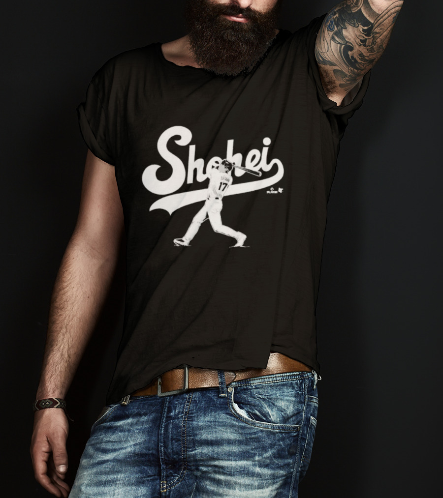 Shohei Ohtani Slugger Swing Baseball Player Action T-Shirt