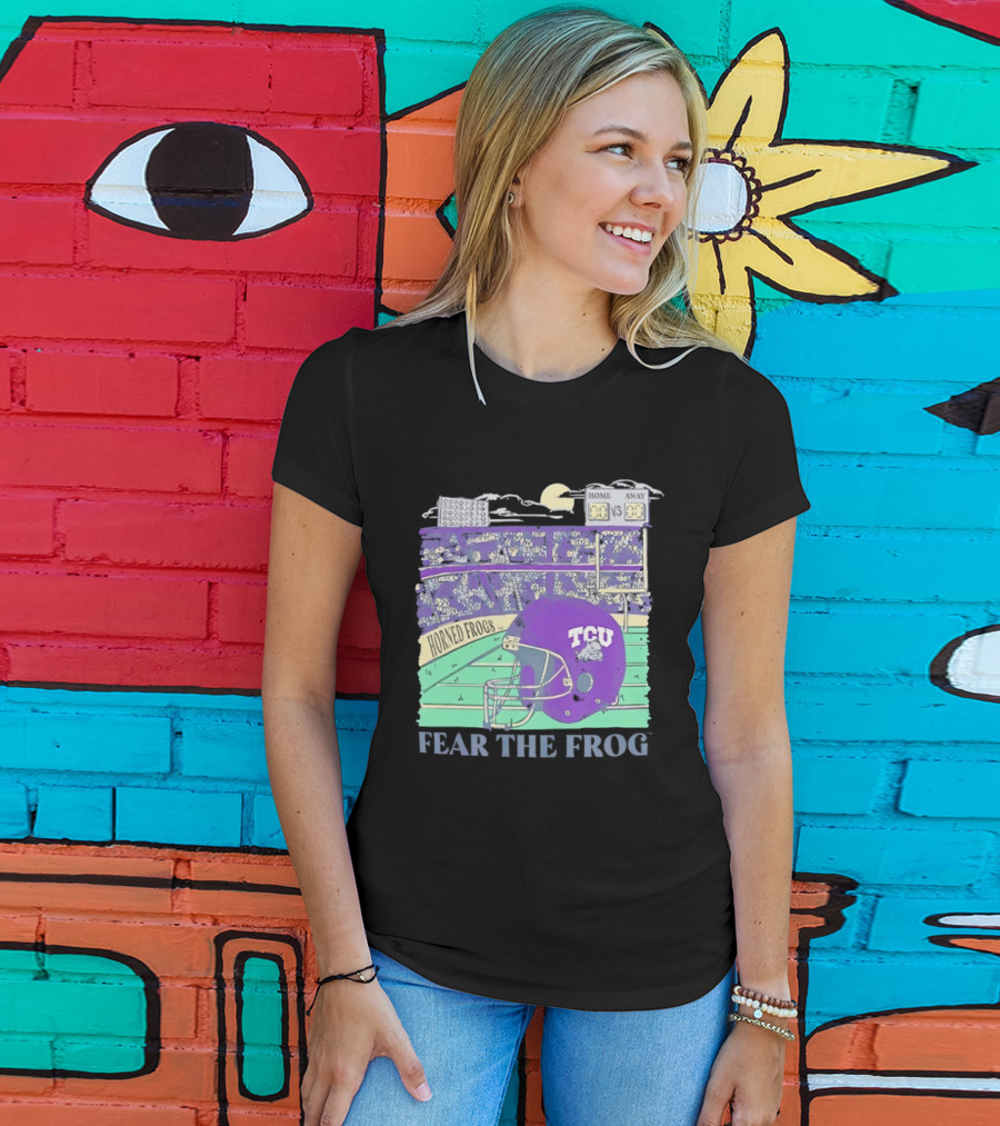 TCU Horned Frogs Football Fear The Frog Helmet Stadium Scene T-Shirt