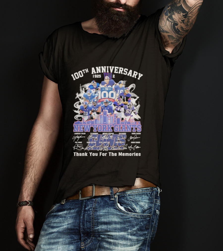 100th Anniversary New York Giants Thank You For The Memories 1925-2025 NFL Legends T-Shirt