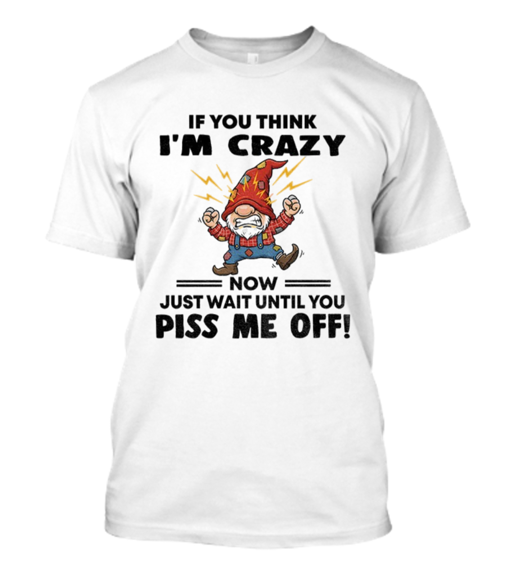 If You Think I'm Crazy Now Just Wait Until You Piss Me Off Grumpy Gnome Lightning Hat T-Shirt