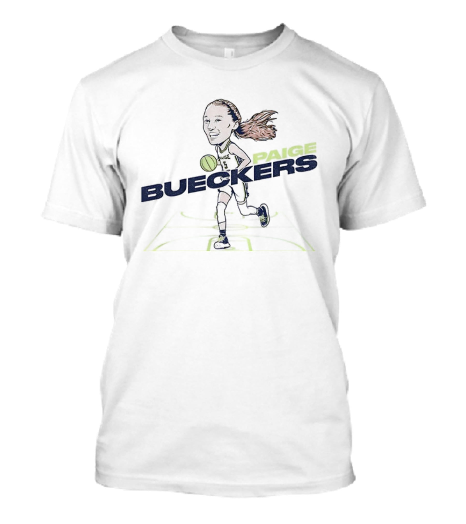 ```Paige Bueckers Cartoon Caricature Dallas Wings WNBA Basketball 2025``` T-Shirt