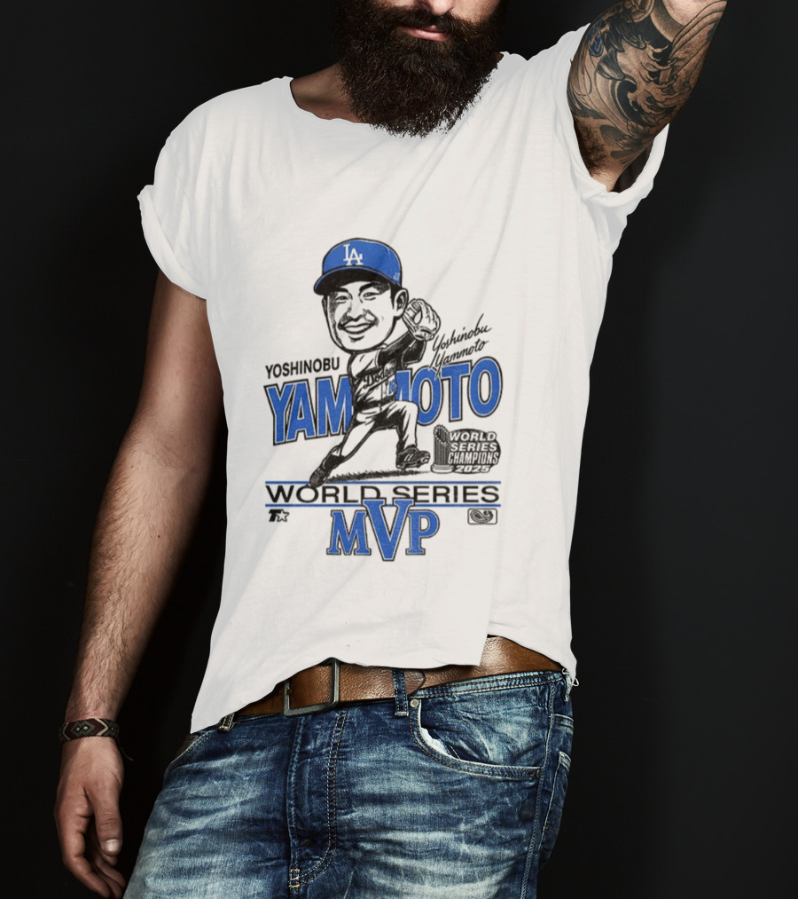 Yoshinobu Yamamoto Los Angeles Dodgers World Series MVP 2025 Baseball Caricature T-Shirt