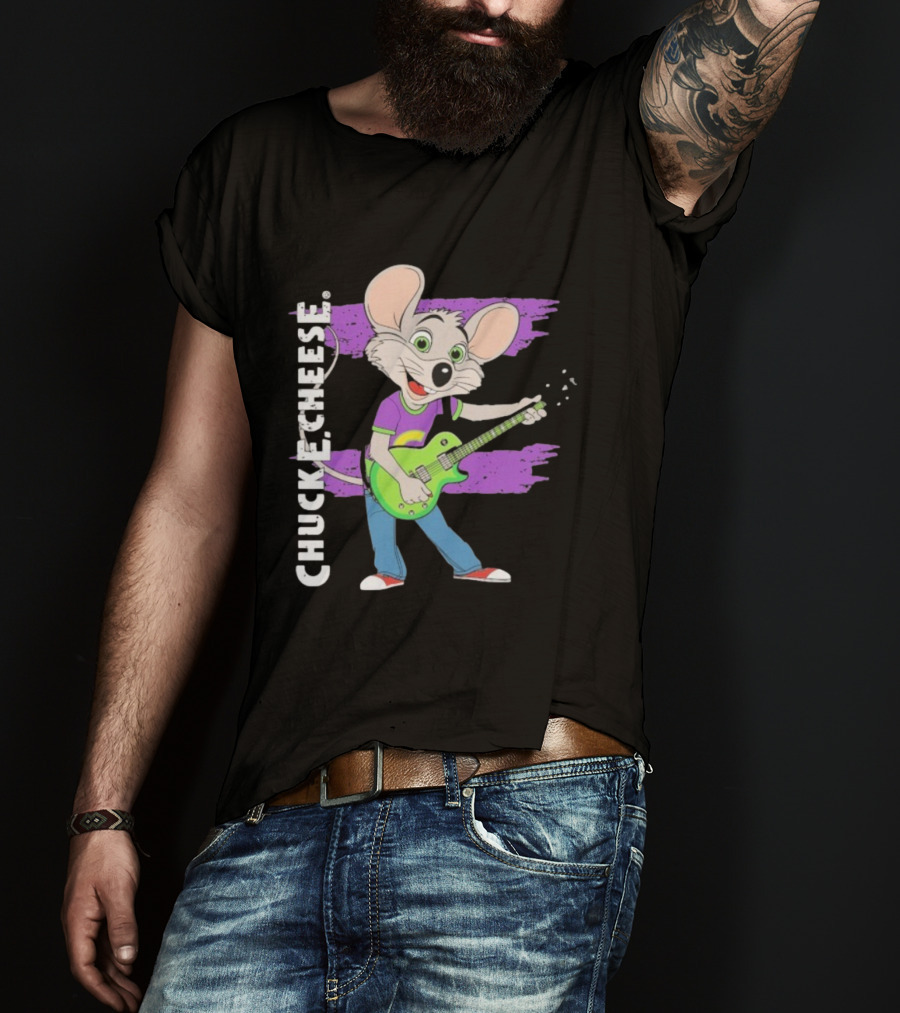 Chuck E Cheese Rockin' Mouse Playing Electric Guitar T-Shirt