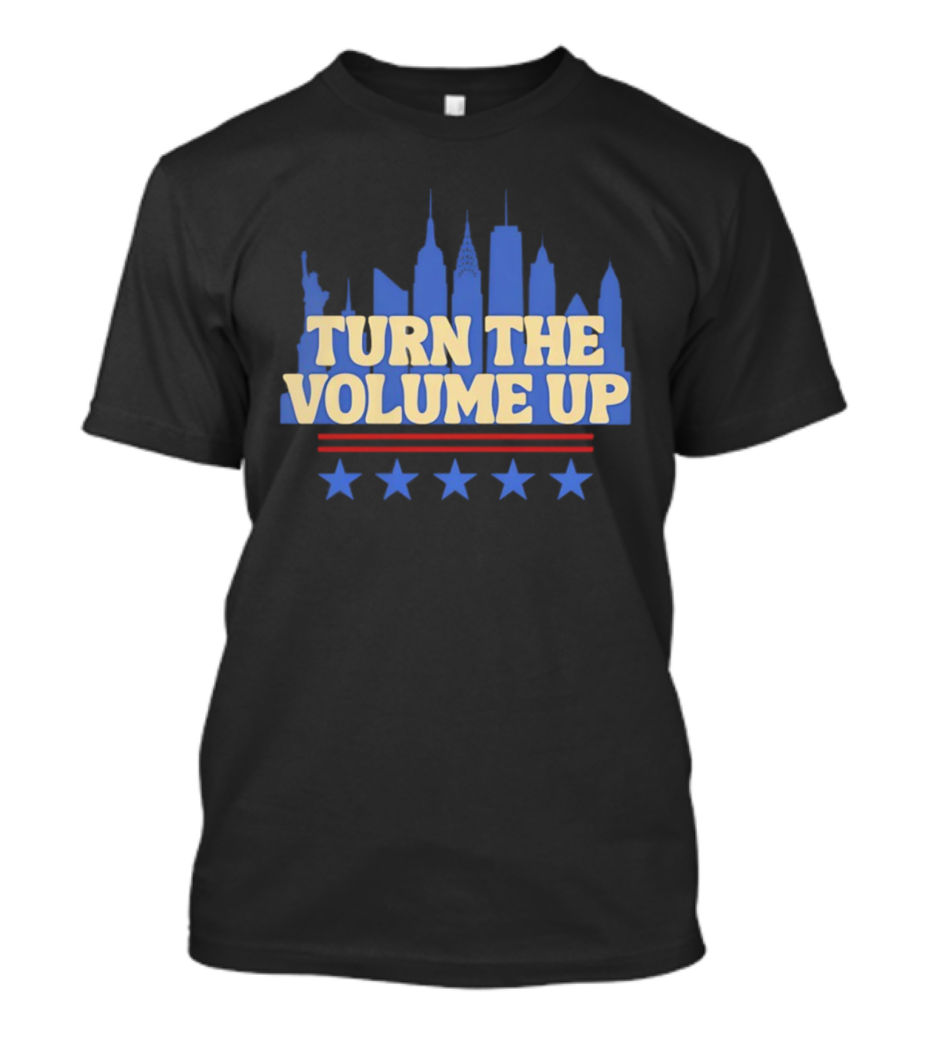 Turn The Volume Up City Skyline USA Stars And Stripes T-Shirt