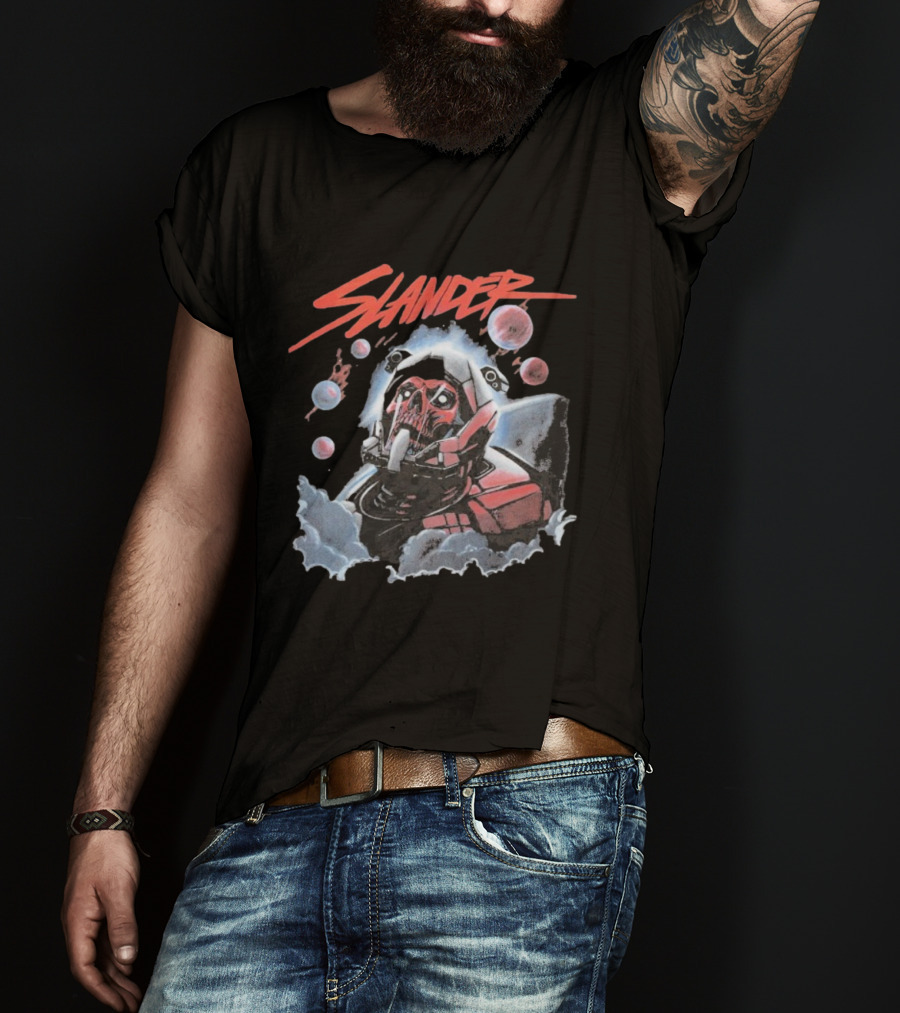 Slander Skull Bubbles Red Mech Style T-Shirt