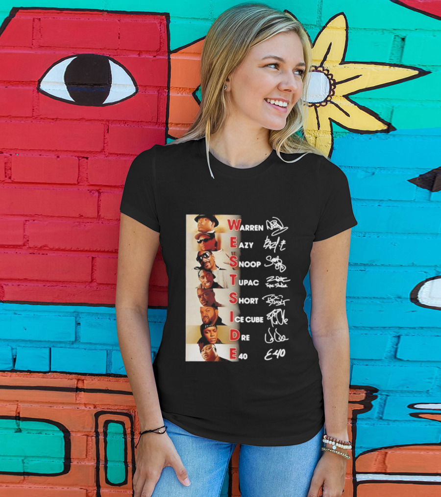 Westside Warren Eazy Snoop Tupac Short Ice Cube Dre E-40 Classic Signature T-Shirt