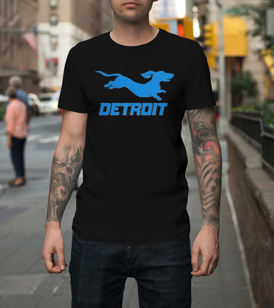 Detroit Lions Football Dachshund DETROIT T-Shirt