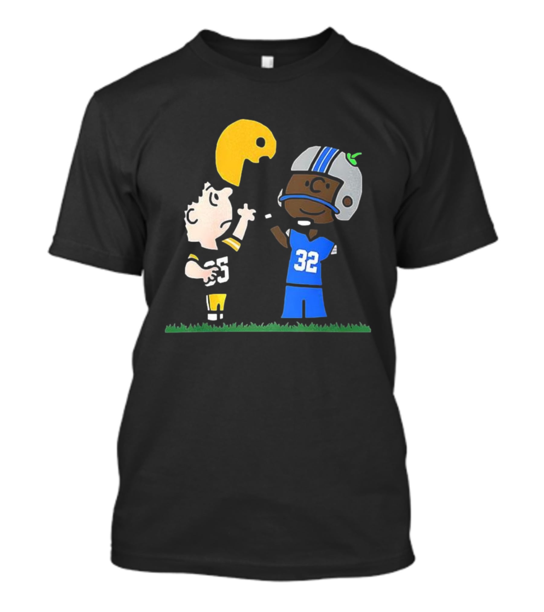 Green Bay Packers Vs Detroit Lions Peanuts Cartoon Lucy Charlie Brown Football T-Shirt