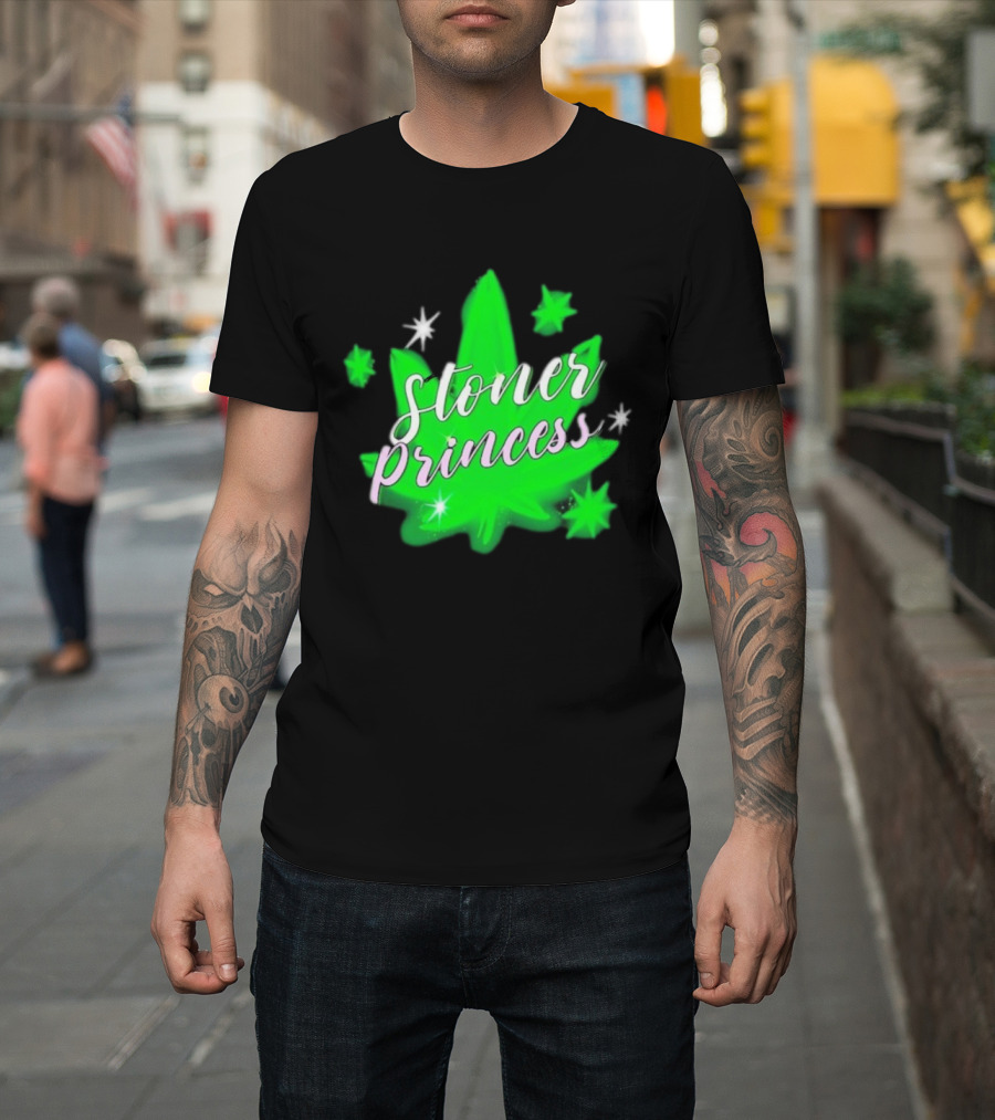 Stoner Princess Cannabis Leaf Royalty Stars T-Shirt