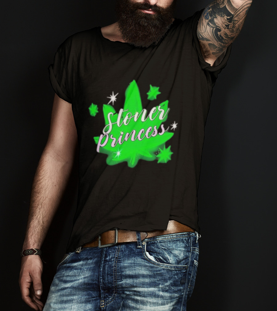 Stoner Princess Cannabis Leaf Royalty Stars T-Shirt