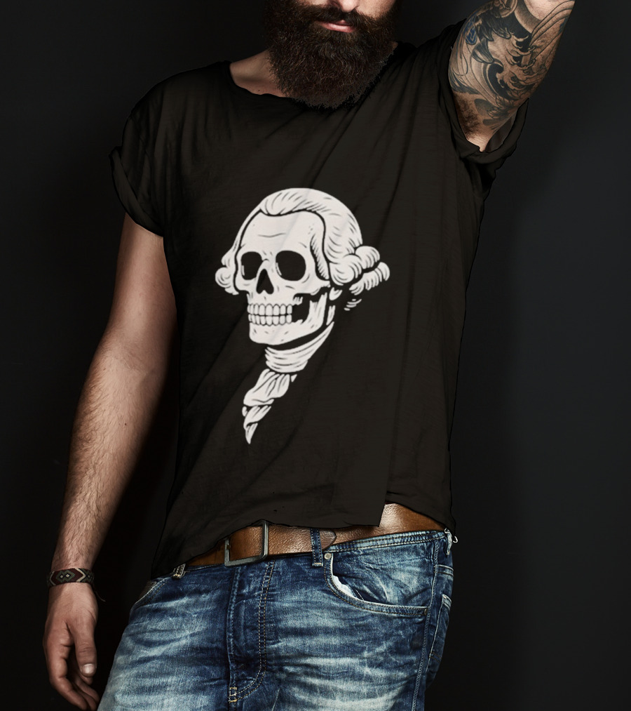 Poor Richard Monogram Skull Wig Icon T-Shirt