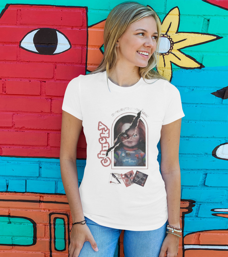 Chucky Let's Be Friends He Wants You As A Bestfriend Creepy Doll Horror T-Shirt