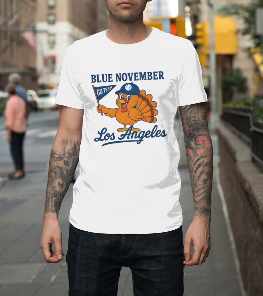 Los Angeles Blue November Thanksgiving Turkey Dodgers Baseball T-Shirt
