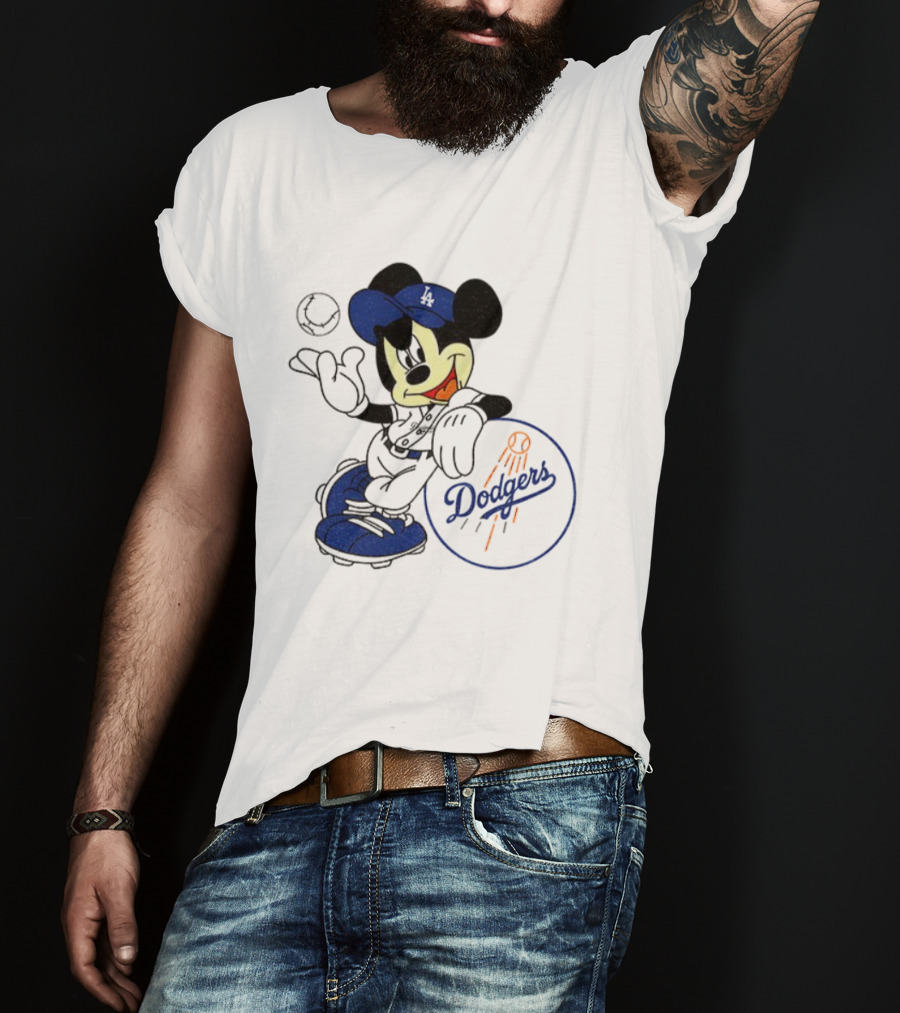 Mikey Dodgers Baseball Champs Los Angeles Logo T-Shirt