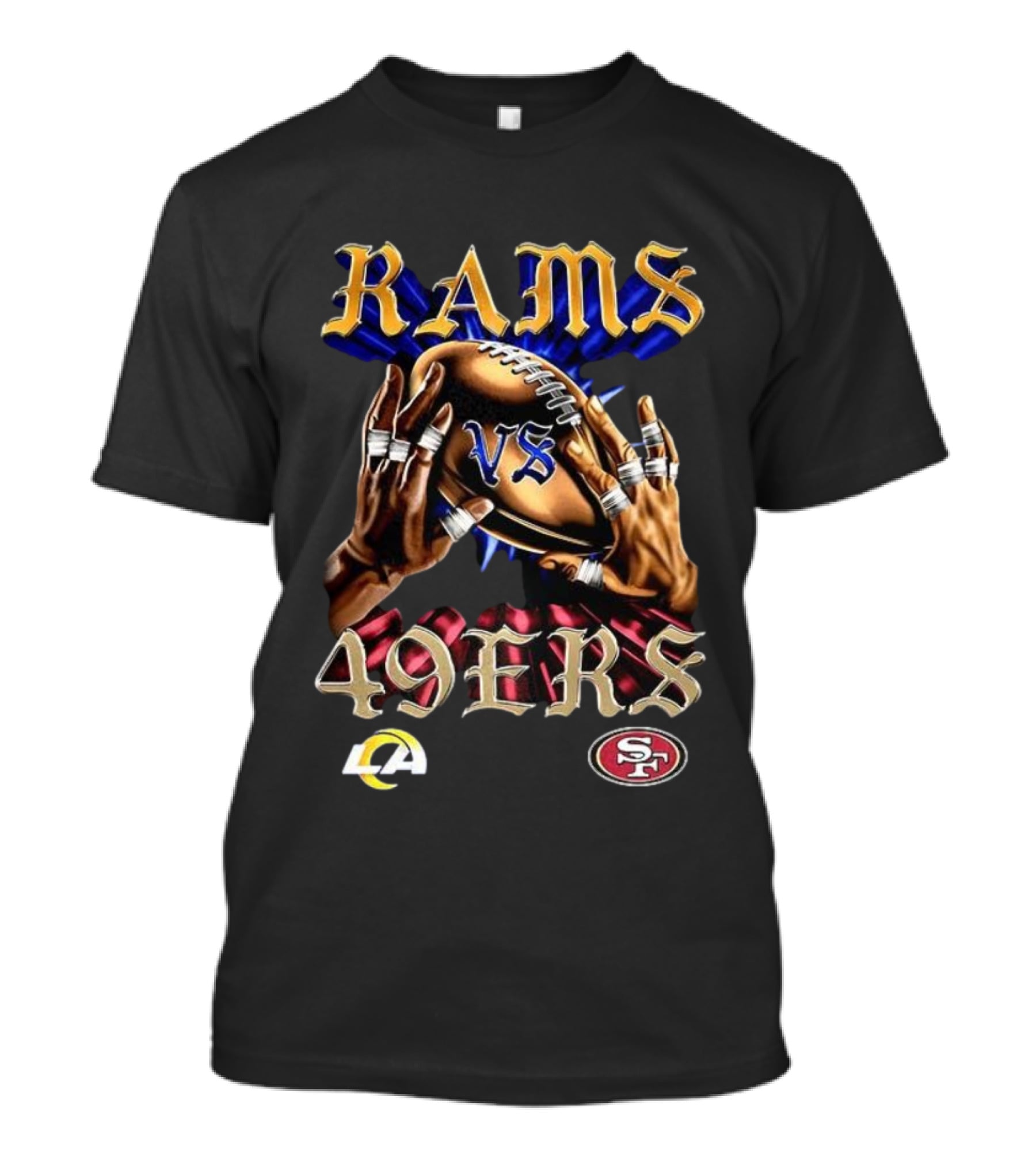 Rams Vs 49ers Vintage Football Rivalry Classic Logos Retro Style T-Shirt