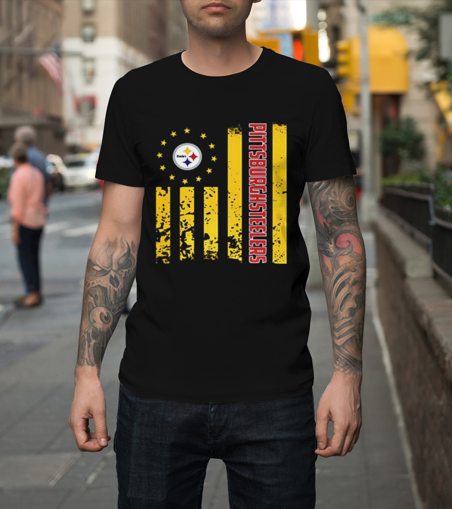 Pittsburgh Steelers American Flag NFL Steelmark Stars Stripes T-Shirt