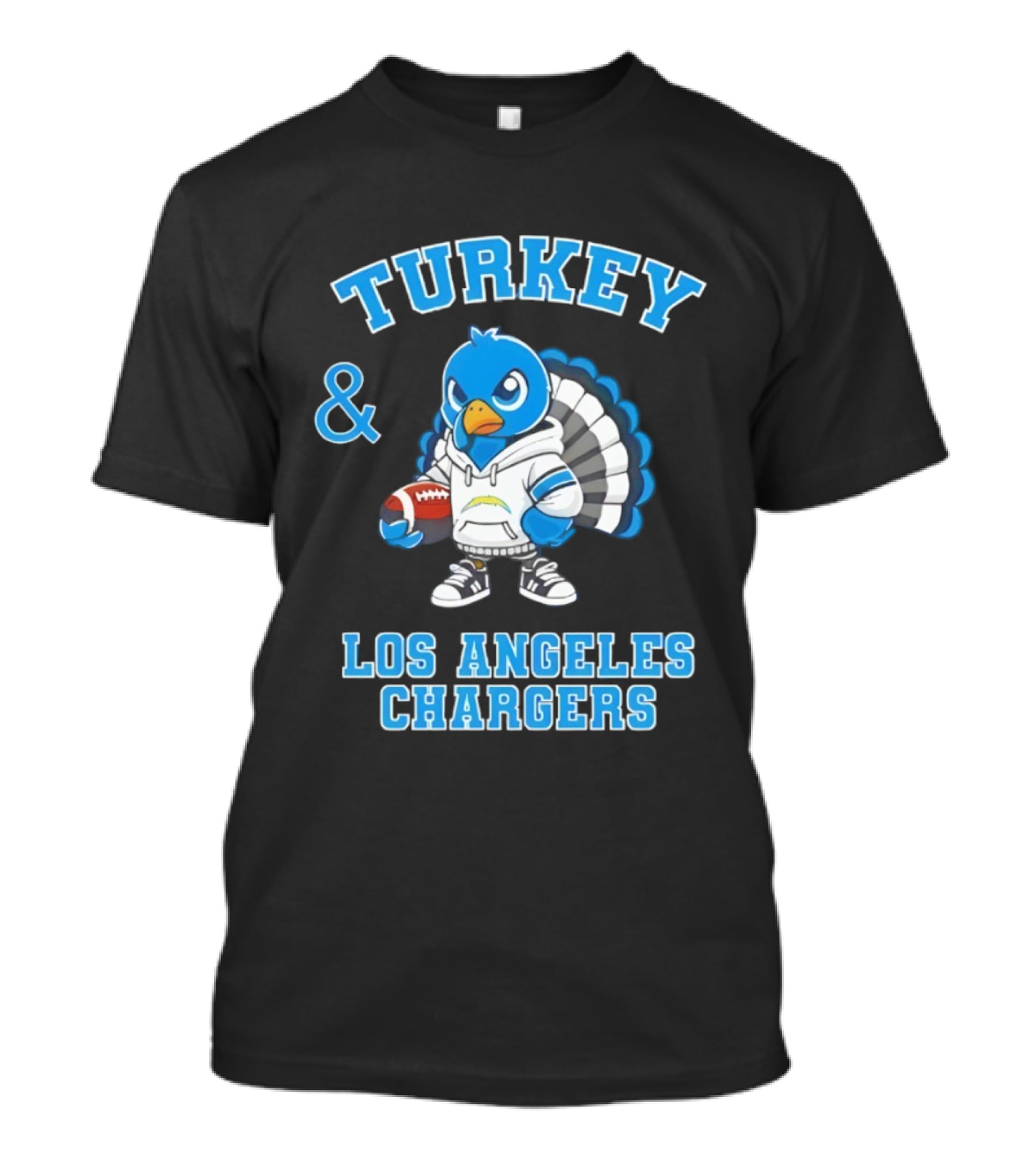 Turkey And Los Angeles Chargers Football NFL Thanksgiving Celebration T-Shirt