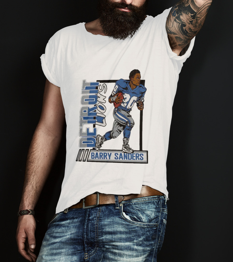 Barry Sanders Detroit Lions 20 Football Caricature T-Shirt