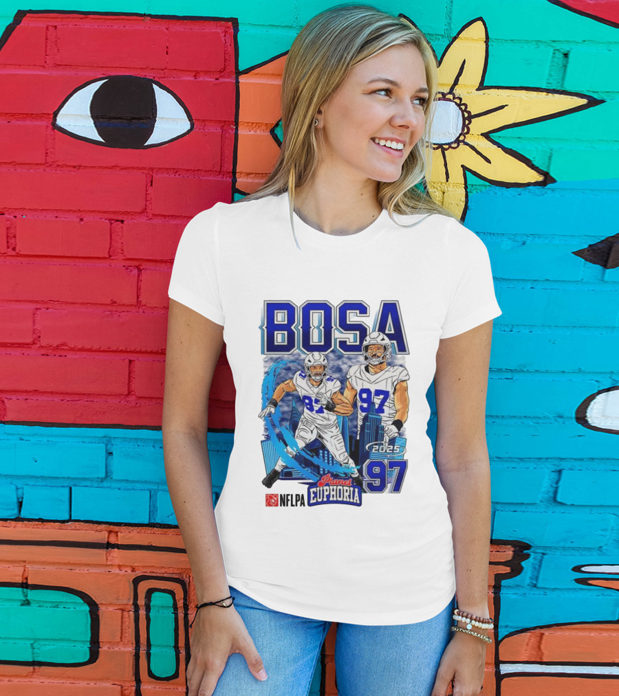 Bosa NFLPA Football 2025 Planet Euphoria Number 97 Skyline T-Shirt