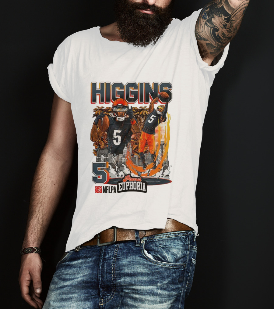 Higgins Cincinnati Number 5 Planet Euphoria Skyline Football T-Shirt