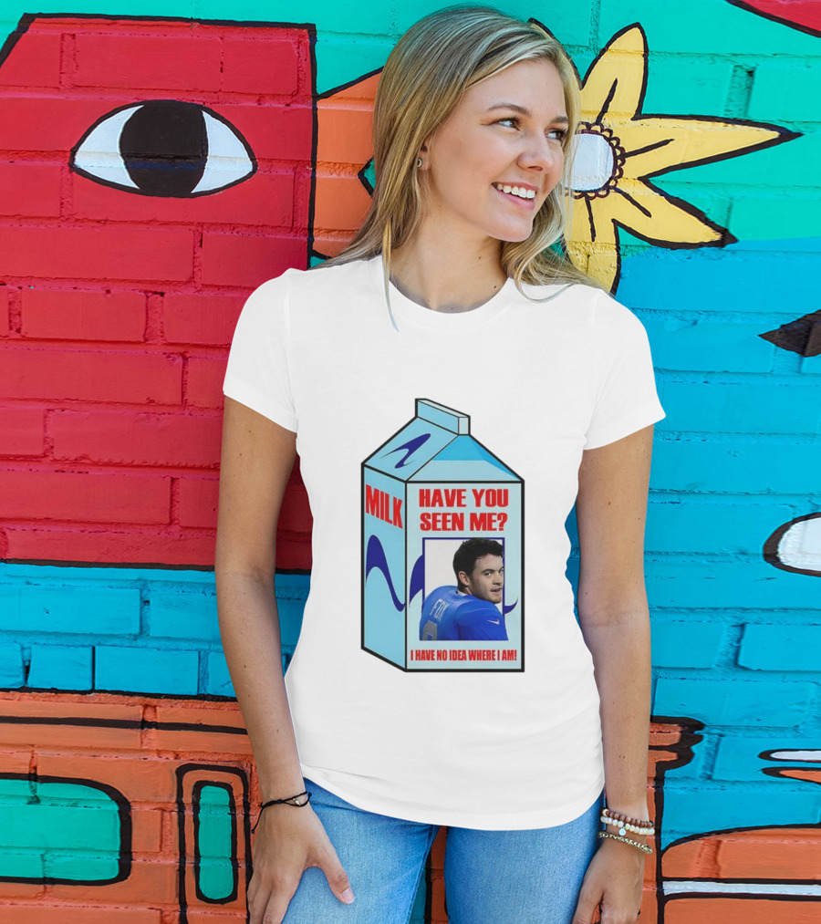 Jack Fox Detroit Lions Have You Seen Me Meme Milk Carton I Have No Idea Where I Am T-Shirt