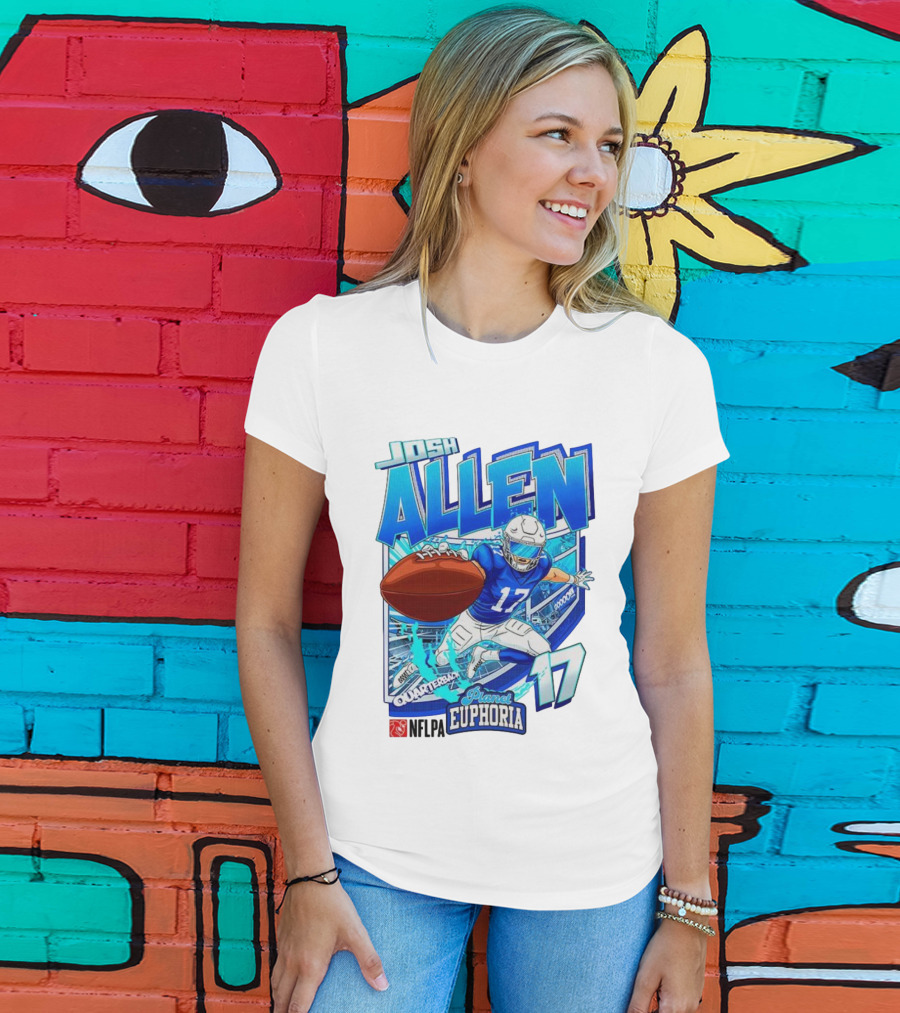 Josh Allen NFLPA Planet Euphoria Quarterback 17 Football Cartoon Gooooo T-Shirt