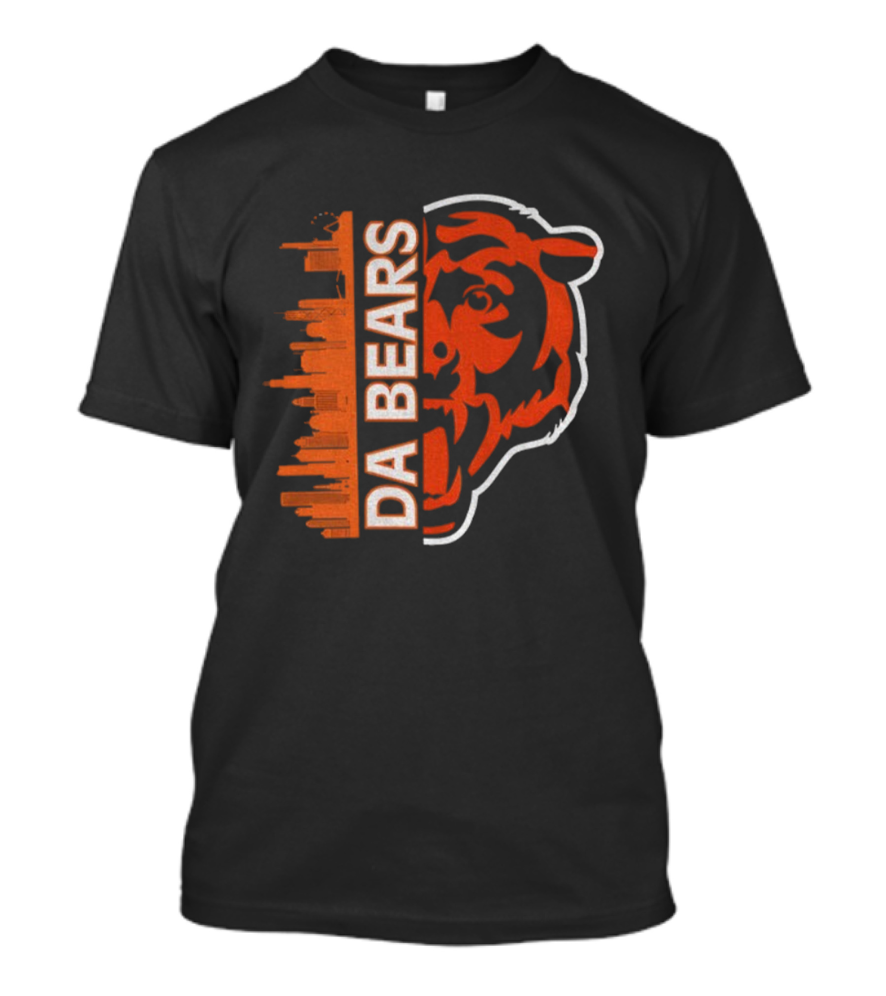 Da Bears Chicago Football City Skyline Bear Head T-Shirt